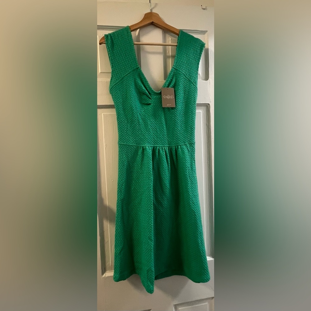 Anthropologie 9-H15 StCL Fit & Flare Dress Green Cut Out Back